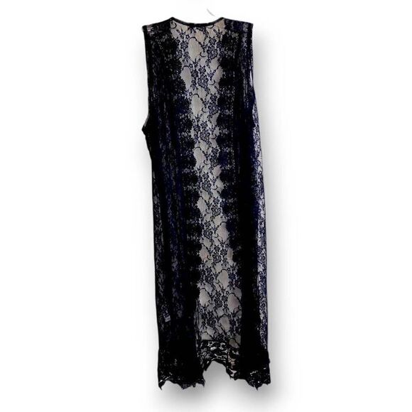Full Circle Vest Sz Small Trends Black Lace Midi Coverup Bohemian Cottagecore - Picture 1 of 7